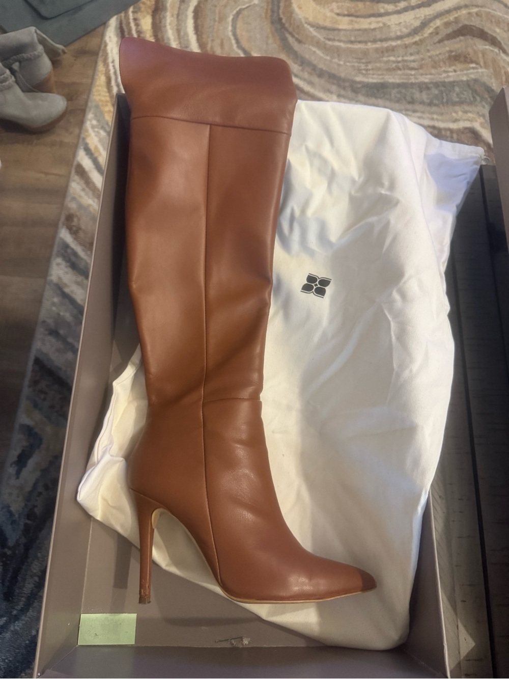 BCBGMaxAzria Over-the-Knee Leather Boot in Cognac Goat Leather - Picture 5 of 7
